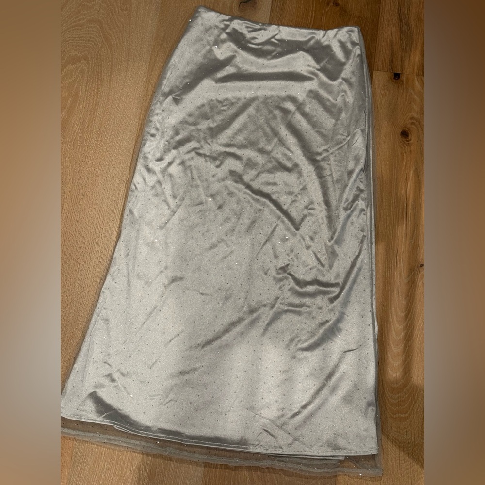 Elegant silver sparkling maxi skirt